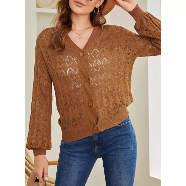 Sidefeel Women's Cardigan Lightweight Crochet Knit Hollow Out Summer Fall Spring Cardigan