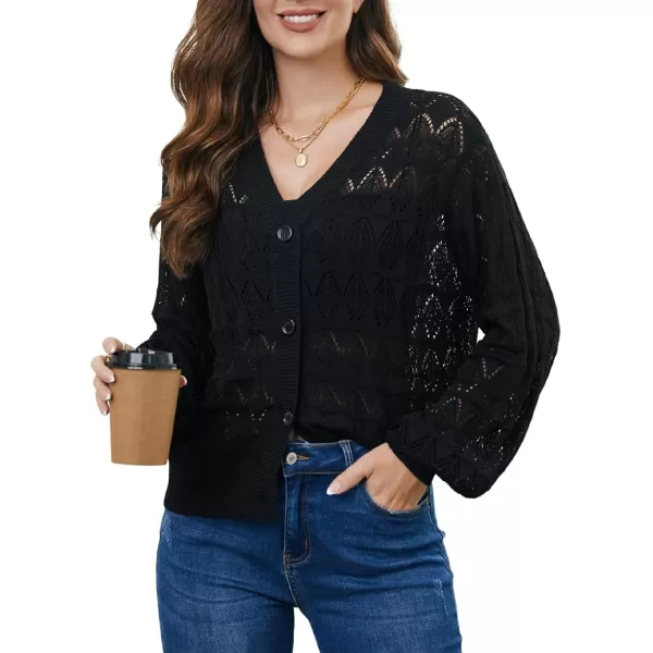 Sidefeel Women's Cardigan Lightweight Crochet Knit Hollow Out Summer Fall Spring Cardigan