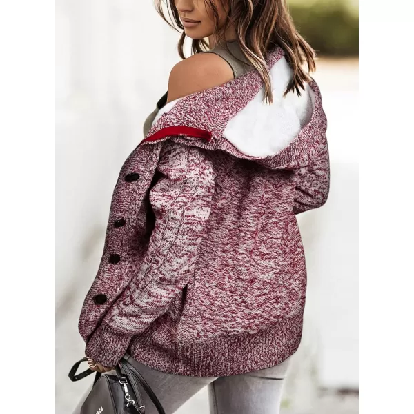 Sidefeel Women's Cardigan Sweaters Hooded Cardigans Fleece Lined Jackets Winter Sweater Coat