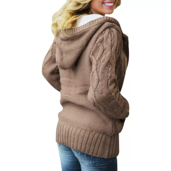 Sidefeel Women's Cardigan Sweaters Hooded Cardigans Fleece Lined Jackets Winter Sweater Coat