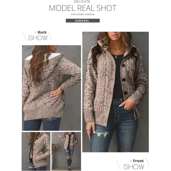 Sidefeel Women's Cardigan Sweaters Hooded Cardigans Fleece Lined Jackets Winter Sweater Coat