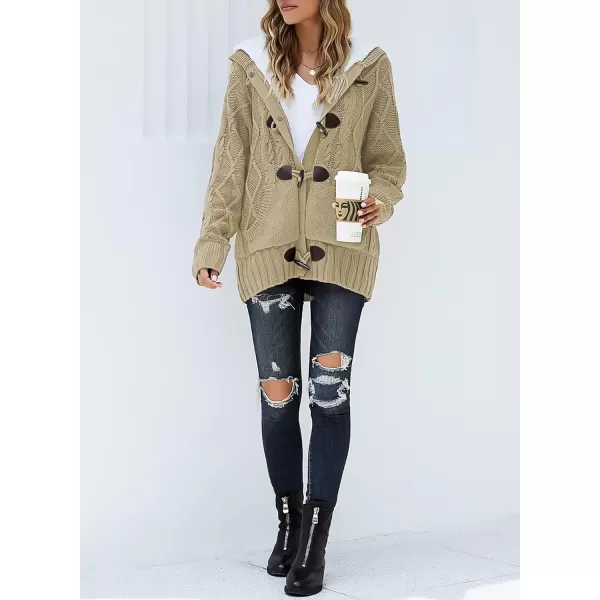 Sidefeel Women's Cardigan Sweaters Hooded Cardigans Fleece Lined Jackets Winter Sweater Coat