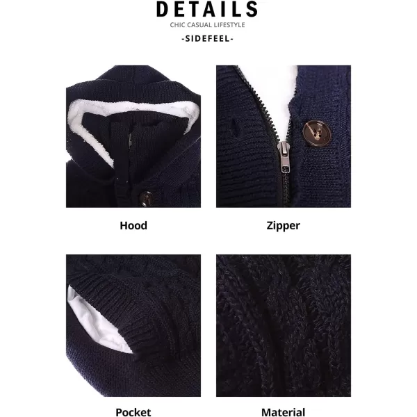 Sidefeel Women's Cardigan Sweaters Hooded Cardigans Fleece Lined Jackets Winter Sweater Coat