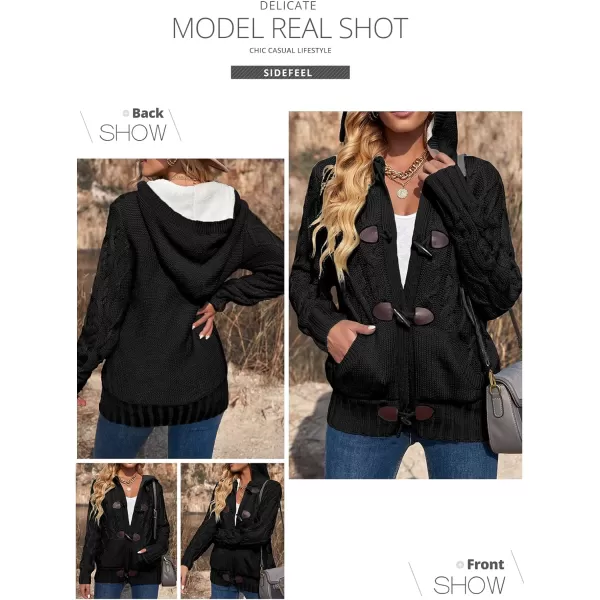 Sidefeel Women's Cardigan Sweaters Hooded Cardigans Fleece Lined Jackets Winter Sweater Coat