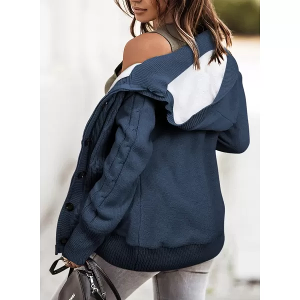 Sidefeel Women's Cardigan Sweaters Hooded Cardigans Fleece Lined Jackets Winter Sweater Coat