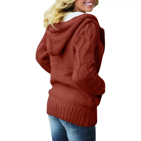 Sidefeel Women's Cardigan Sweaters Hooded Cardigans Fleece Lined Jackets Winter Sweater Coat