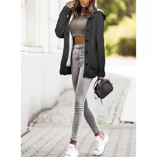 Sidefeel Women's Cardigan Sweaters Hooded Cardigans Fleece Lined Jackets Winter Sweater Coat