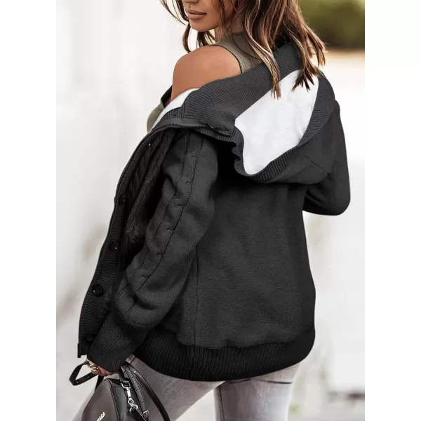 Sidefeel Women's Cardigan Sweaters Hooded Cardigans Fleece Lined Jackets Winter Sweater Coat