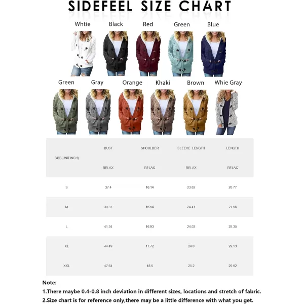 Sidefeel Women's Cardigan Sweaters Hooded Cardigans Fleece Lined Jackets Winter Sweater Coat