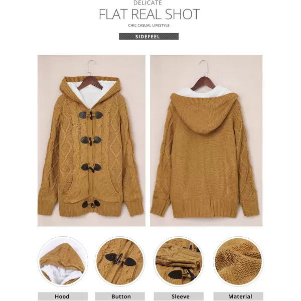 Sidefeel Women's Cardigan Sweaters Hooded Cardigans Fleece Lined Jackets Winter Sweater Coat