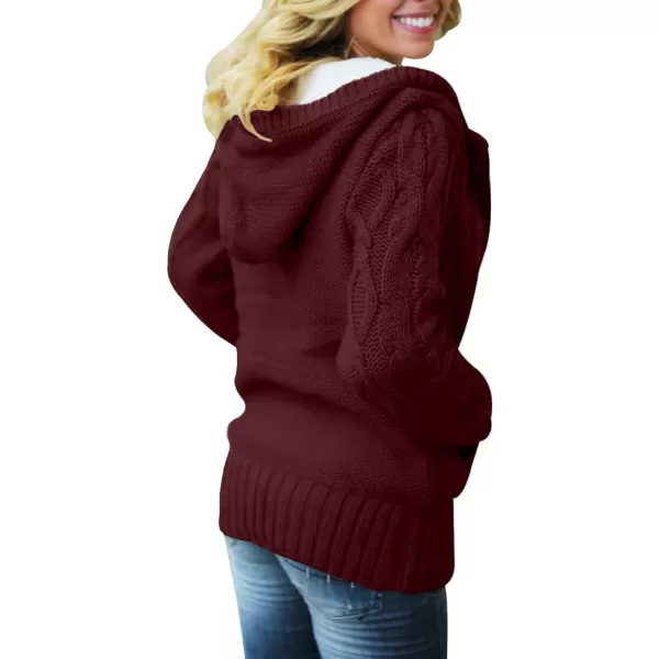 Sidefeel Women's Cardigan Sweaters Hooded Cardigans Fleece Lined Jackets Winter Sweater Coat