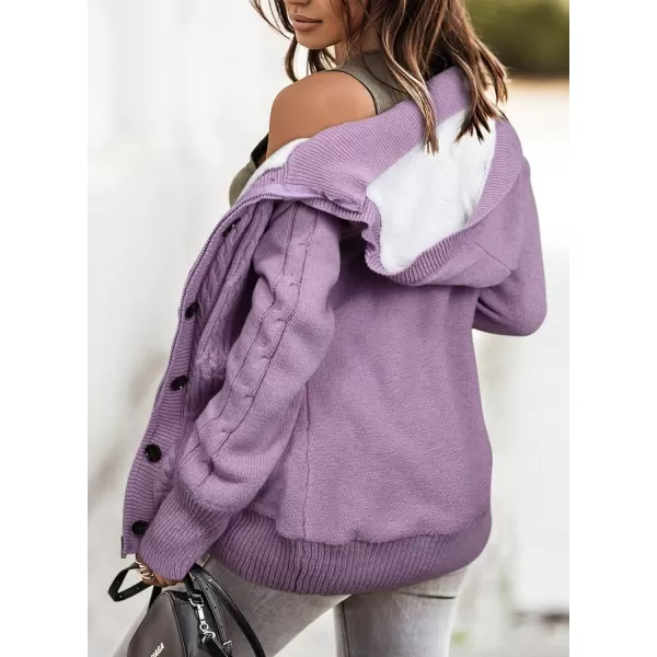 Sidefeel Women's Cardigan Sweaters Hooded Cardigans Fleece Lined Jackets Winter Sweater Coat