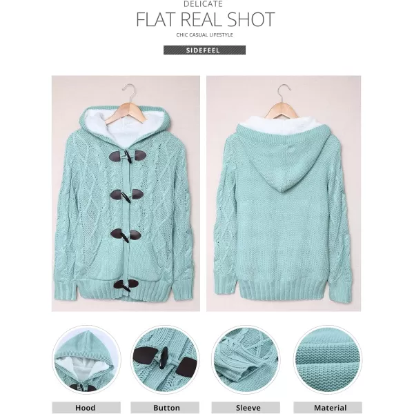 Sidefeel Women's Cardigan Sweaters Hooded Cardigans Fleece Lined Jackets Winter Sweater Coat