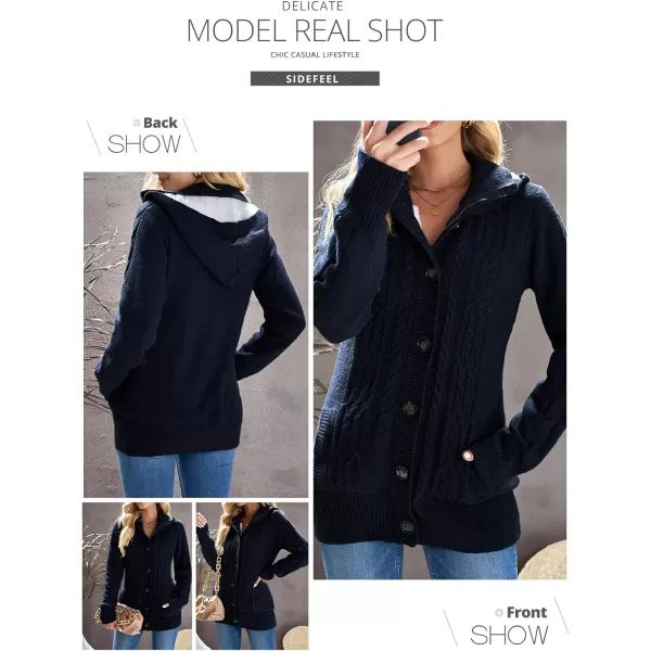 Sidefeel Women's Cardigan Sweaters Hooded Cardigans Fleece Lined Jackets Winter Sweater Coat