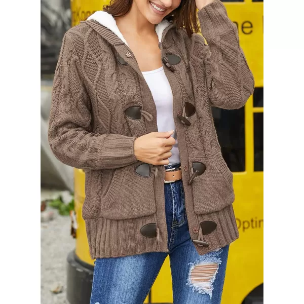 Sidefeel Women's Cardigan Sweaters Hooded Cardigans Fleece Lined Jackets Winter Sweater Coat