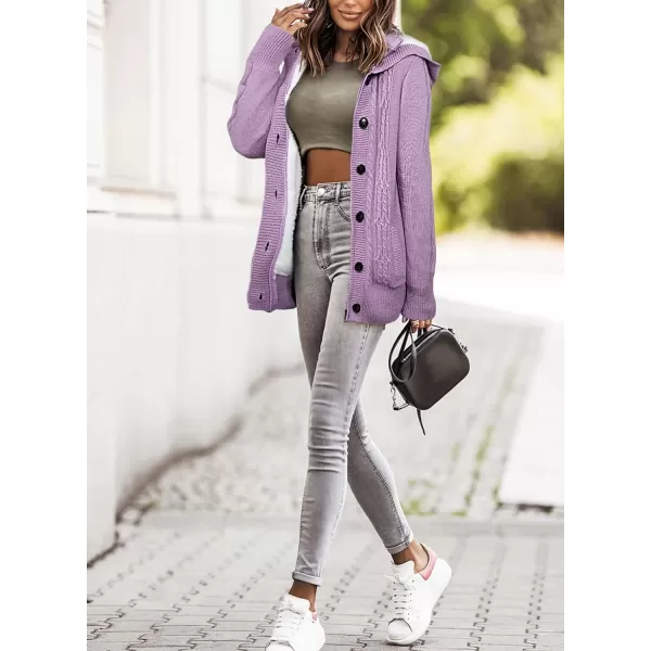 Sidefeel Women's Cardigan Sweaters Hooded Cardigans Fleece Lined Jackets Winter Sweater Coat