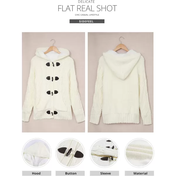 Sidefeel Women's Cardigan Sweaters Hooded Cardigans Fleece Lined Jackets Winter Sweater Coat