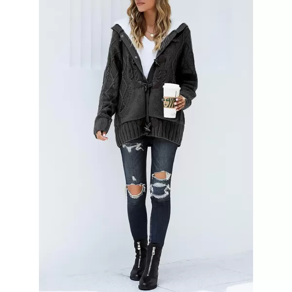 Sidefeel Women's Cardigan Sweaters Hooded Cardigans Fleece Lined Jackets Winter Sweater Coat