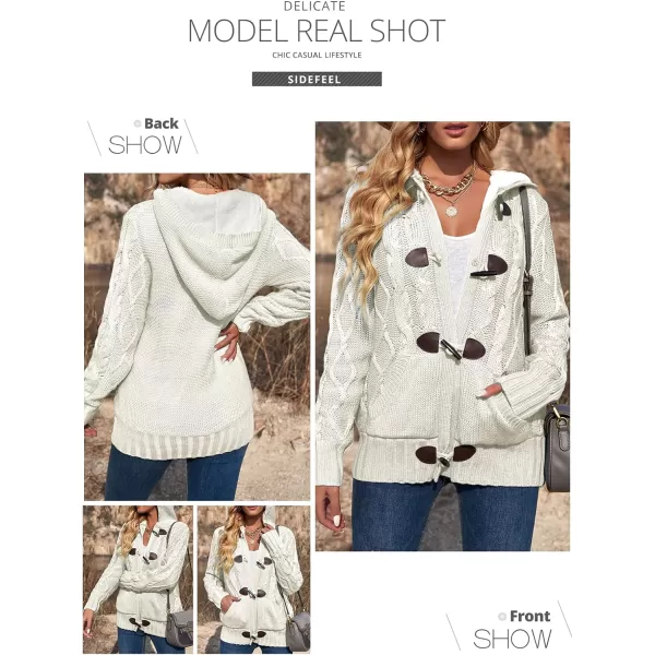 Sidefeel Women's Cardigan Sweaters Hooded Cardigans Fleece Lined Jackets Winter Sweater Coat