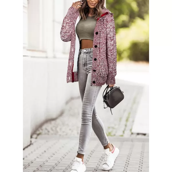 Sidefeel Women's Cardigan Sweaters Hooded Cardigans Fleece Lined Jackets Winter Sweater Coat