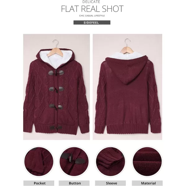 Sidefeel Women's Cardigan Sweaters Hooded Cardigans Fleece Lined Jackets Winter Sweater Coat