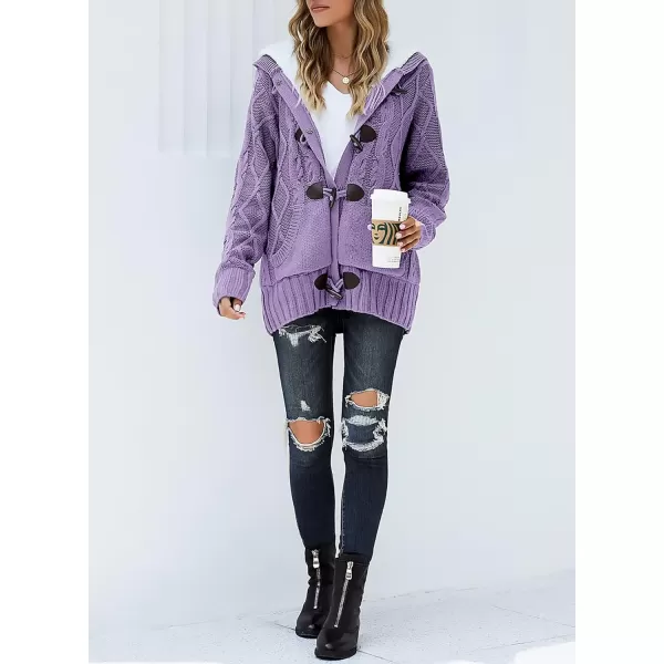 Sidefeel Women's Cardigan Sweaters Hooded Cardigans Fleece Lined Jackets Winter Sweater Coat