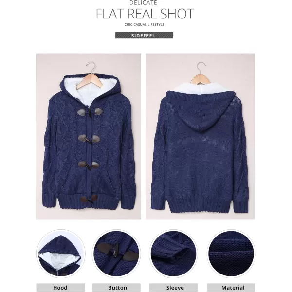 Sidefeel Women's Cardigan Sweaters Hooded Cardigans Fleece Lined Jackets Winter Sweater Coat