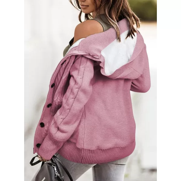 Sidefeel Women's Cardigan Sweaters Hooded Cardigans Fleece Lined Jackets Winter Sweater Coat