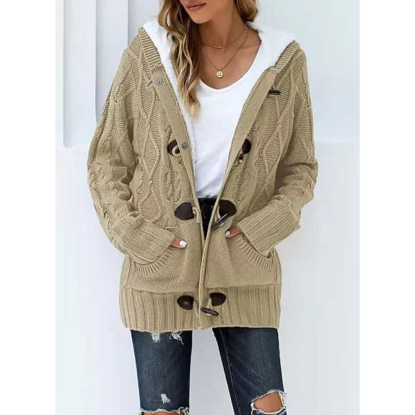 Sidefeel Women's Cardigan Sweaters Hooded Cardigans Fleece Lined Jackets Winter Sweater Coat