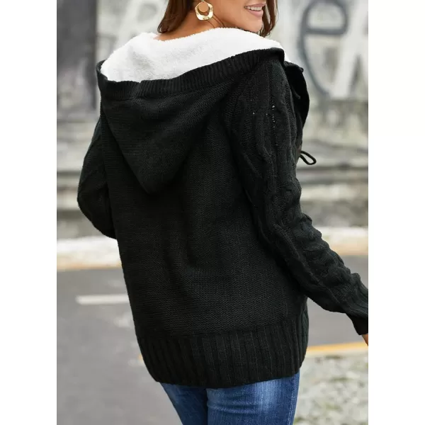 Sidefeel Women's Cardigan Sweaters Hooded Cardigans Fleece Lined Jackets Winter Sweater Coat