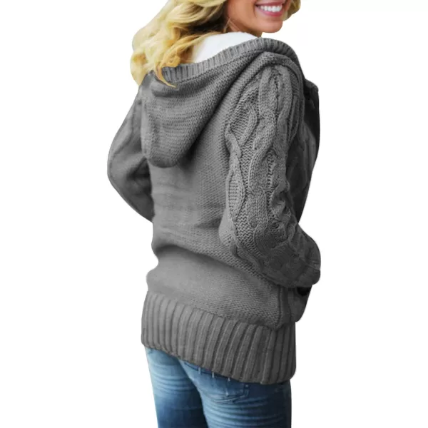 Sidefeel Women's Cardigan Sweaters Hooded Cardigans Fleece Lined Jackets Winter Sweater Coat