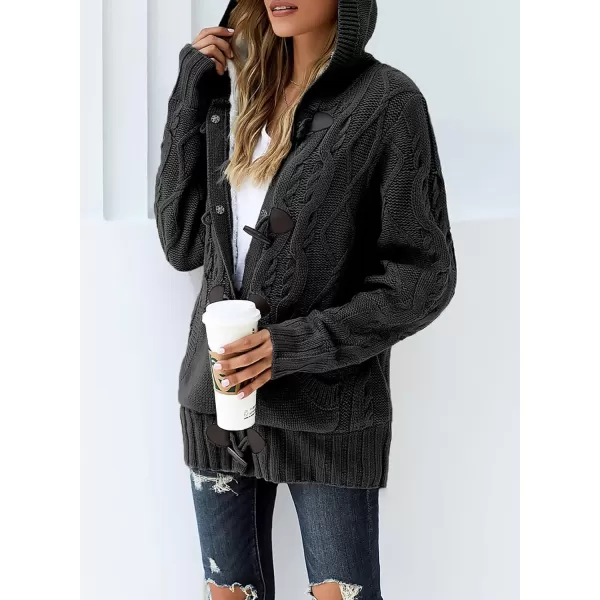 Sidefeel Women's Cardigan Sweaters Hooded Cardigans Fleece Lined Jackets Winter Sweater Coat