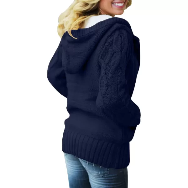 Sidefeel Women's Cardigan Sweaters Hooded Cardigans Fleece Lined Jackets Winter Sweater Coat