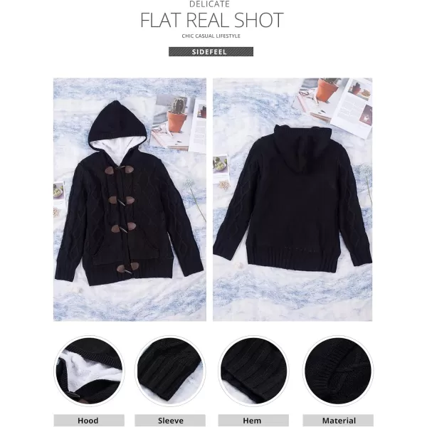 Sidefeel Women's Cardigan Sweaters Hooded Cardigans Fleece Lined Jackets Winter Sweater Coat