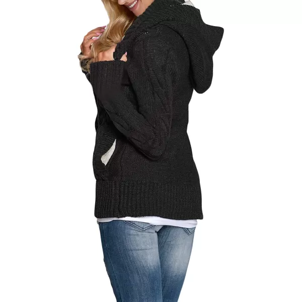 Sidefeel Women's Cardigan Sweaters Hooded Cardigans Fleece Lined Jackets Winter Sweater Coat
