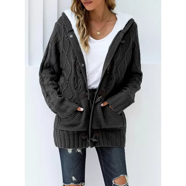 Sidefeel Women's Cardigan Sweaters Hooded Cardigans Fleece Lined Jackets Winter Sweater Coat