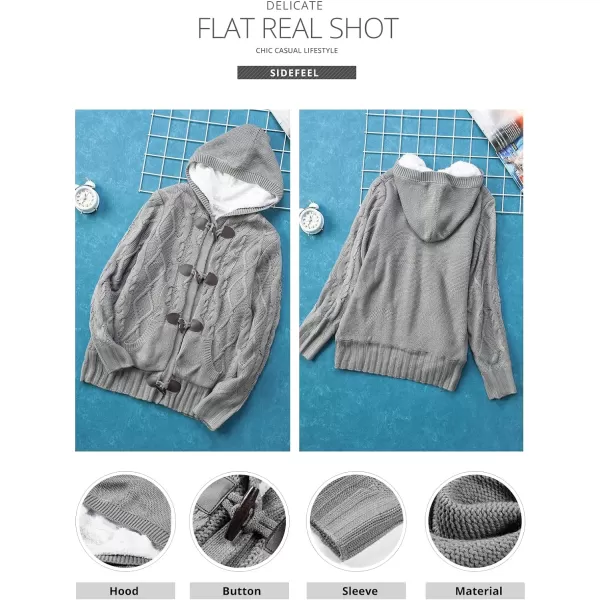 Sidefeel Women's Cardigan Sweaters Hooded Cardigans Fleece Lined Jackets Winter Sweater Coat