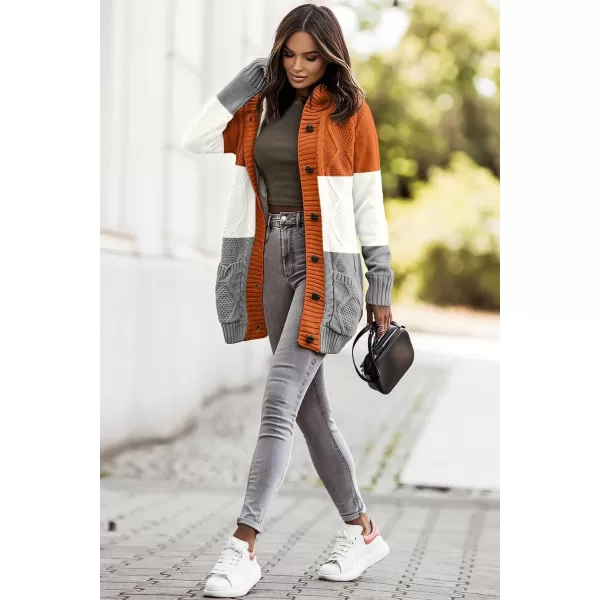 Sidefeel Women's Cardigan Sweaters Hooded Fleece Lined Button Down Front Jackets Winter Coat with Pockets