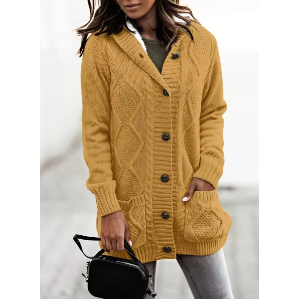 Sidefeel Women's Cardigan Sweaters Hooded Fleece Lined Button Down Front Jackets Winter Coat with Pockets