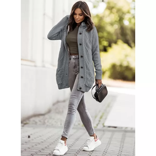 Sidefeel Women's Cardigan Sweaters Hooded Fleece Lined Button Down Front Jackets Winter Coat with Pockets