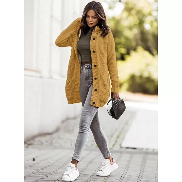 Sidefeel Women's Cardigan Sweaters Hooded Fleece Lined Button Down Front Jackets Winter Coat with Pockets