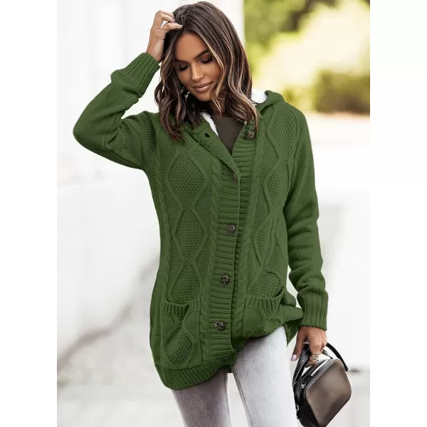 Sidefeel Women's Cardigan Sweaters Hooded Fleece Lined Button Down Front Jackets Winter Coat with Pockets