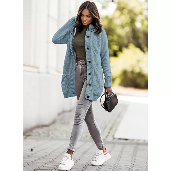 Sidefeel Women's Cardigan Sweaters Hooded Fleece Lined Button Down Front Jackets Winter Coat with Pockets