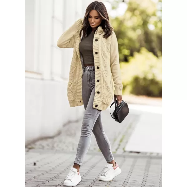 Sidefeel Women's Cardigan Sweaters Hooded Fleece Lined Button Down Front Jackets Winter Coat with Pockets