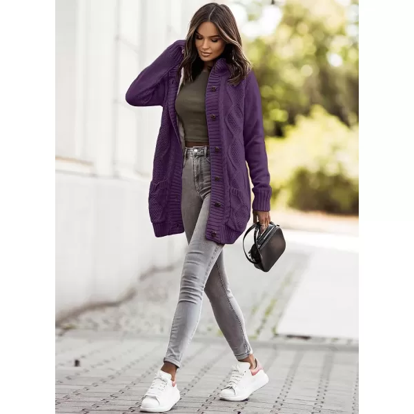 Sidefeel Women's Cardigan Sweaters Hooded Fleece Lined Button Down Front Jackets Winter Coat with Pockets