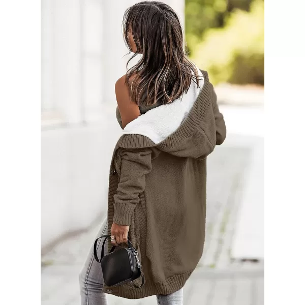 Sidefeel Women's Cardigan Sweaters Hooded Fleece Lined Button Down Front Jackets Winter Coat with Pockets