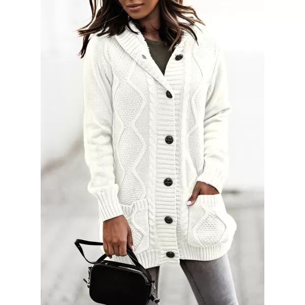 Sidefeel Women's Cardigan Sweaters Hooded Fleece Lined Button Down Front Jackets Winter Coat with Pockets