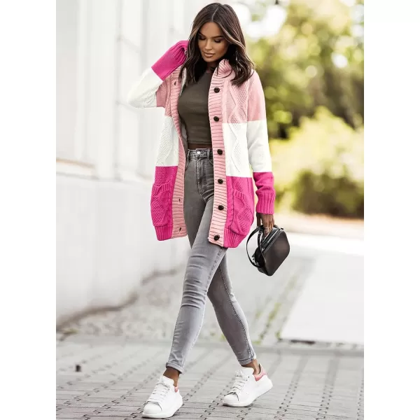 Sidefeel Women's Cardigan Sweaters Hooded Fleece Lined Button Down Front Jackets Winter Coat with Pockets