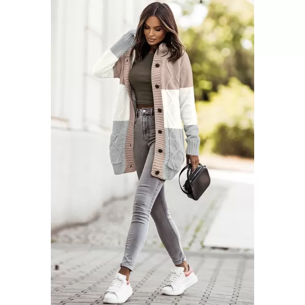Sidefeel Women's Cardigan Sweaters Hooded Fleece Lined Button Down Front Jackets Winter Coat with Pockets