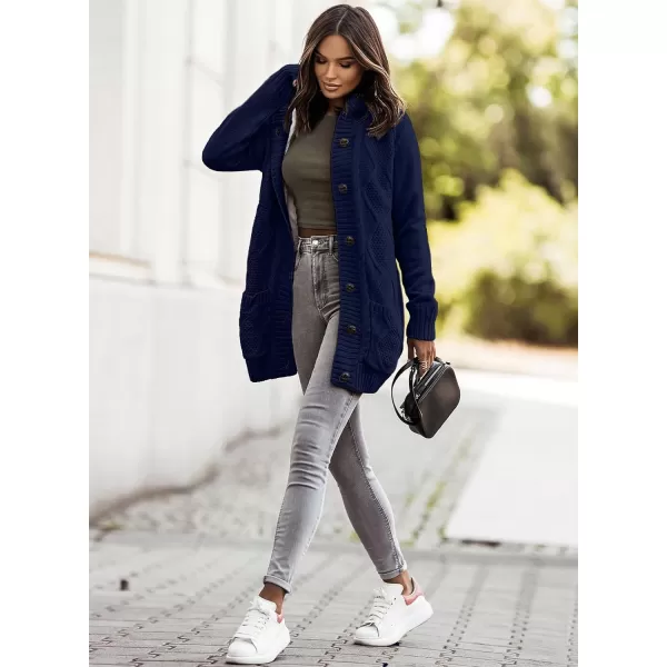 Sidefeel Women's Cardigan Sweaters Hooded Fleece Lined Button Down Front Jackets Winter Coat with Pockets